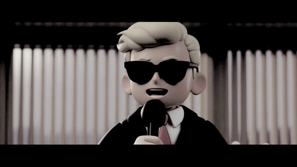 The image features a cartoon character wearing sunglasses, sitting at a desk with a microphone in front of him. He appears to be talking into the microphone or giving a speech. The background shows a window that could possibly be part of an office setting. There is also text on the image that reads "Tried the 1000x perps and yeah... this is what trading looks like when it actually feels fun, instant open and close, smooth experience, and you're stacking 
$HOME XP while trading on top of whatever PnL you make". The post seems to be promoting a free trial version of a trading platform.