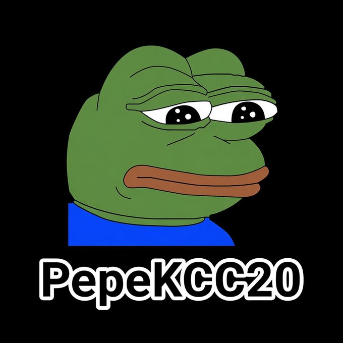 A well-known meme image of Pepe the Frog with a sad expression on a black background, with the text 'PepeKCC20' written below.