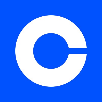 A simple logo consisting of a stylized white letter 'C' on a solid blue square background, representing the Coinbase cryptocurrency exchange.