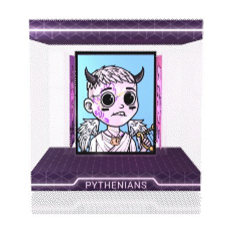 The image features a computer game called "Pythians", which is a multiplayer online roleplaying game featuring anthropomorphic characters that resemble ancient Greek heroines like Pythagoras, Athena, and Archimedes. There are two main characters within this game - a bearded young man with large horns who is the protagonist of the game, and another character named "Kalshi" who is an ancient Greek hero with magical powers. The setting includes a temple where they are playing in a time loop, which suggests that the game has a story-based component. The image also displays other game items like weapons, armor, and accessories, indicating the immersive experience of players within this digital universe.