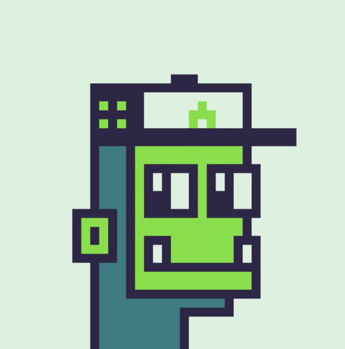 A pixel art illustration of a film camera in dark navy and green colors against a light mint background