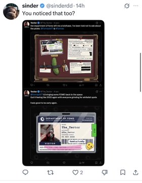 A Twitter post by user 'sinderdd' saying 'You noticed that too?' containing screenshots of airport security findings about items in luggage.