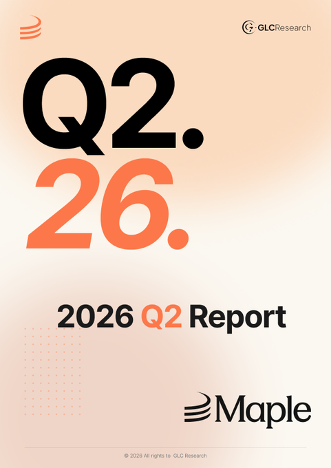 A Q2 2026 Report cover for 'Maple' by GLC Research, featuring large 'Q2. 26.' text in black and orange on a peach gradient background.