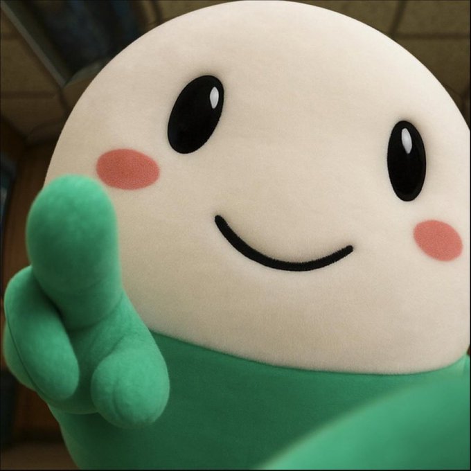 A plush character with a white round face, black eyes, pink cheeks, and a green body gives a thumbs up. The image relates to the post about holding a position in the "$cupsey" token, with the cheerful mascot representing the optimistic sentiment behind the request to confirm holding the bag.