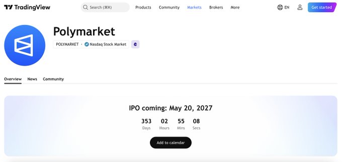 The image shows a screenshot of an online trading platform called Polymarket, which seems to be offering its services in multiple languages including English, German, Spanish, Italian, Dutch and Portuguese. The main feature displayed on the website is the IPO, or initial public offering, page. There are also details about the upcoming ICO, or initial coin offering, for the Polymarket platform, providing information about the projected dates and numbers.

The image includes text elements that provide more context to the content. For example, a phrase "POLYMARKET ITO: Ipo: May 20,2022; 33 minutos" is written on the page, which implies the date of the IPO and ICO event. Furthermore, the website is written in multiple languages, indicating its global appeal.
