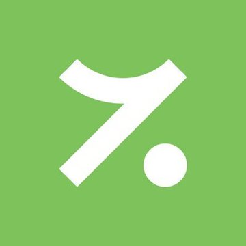 A simple logo featuring a white abstract 'Y' shape with a dot on a green background.