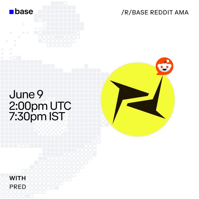 The image features a poster for an event related to sports markets, specifically the World Cup. The poster includes a yellow circle with a black arrow pointing towards the word "Prediction" and a red robot face inside the circle. The text on the poster indicates that the event is happening at 7:30 pm and will be held in June 9th. It also mentions that there are two teams participating, one of which is @base and the other is @redditorama.
