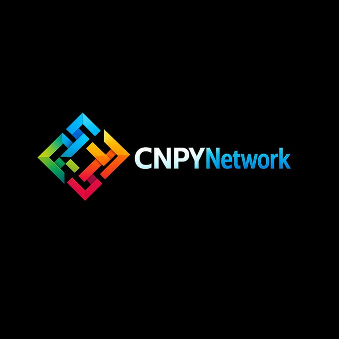 The CNPYNetwork logo, featuring a multicolored geometric diamond emblem next to the text 'CNPYNetwork' in white and blue on a black background.