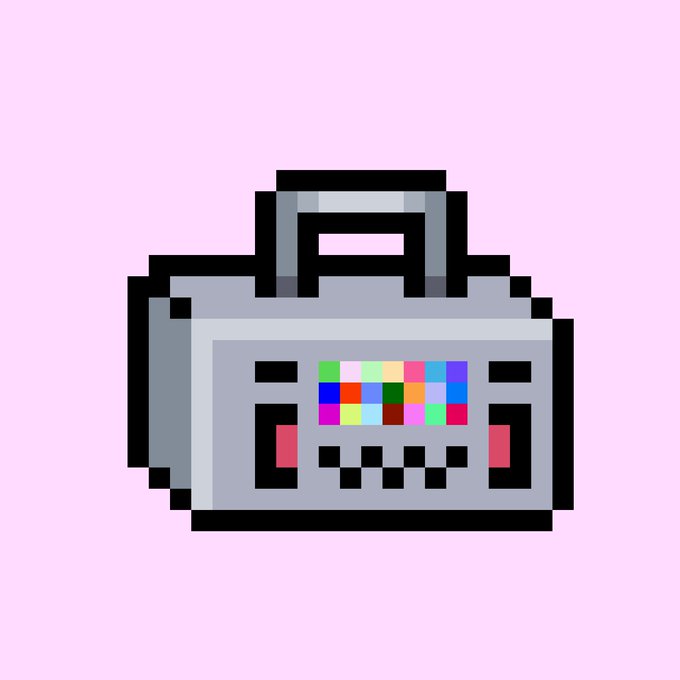 The image features a small, cartoon-like radio box with a face drawn on it. The radio has two knobs at the bottom for adjusting settings, and it's made of metal. The background color is pink, which contrasts nicely with the gray radio box. There are also some text elements in the image that read "Just got this nft from the @LoFiClubXPR Lofi on xpr is inevitable NFTs will rise again". This post seems to be promoting a new NFT item or artwork featuring a cartoon-style radio box, and it's likely related to the LoFi Club XPR project.