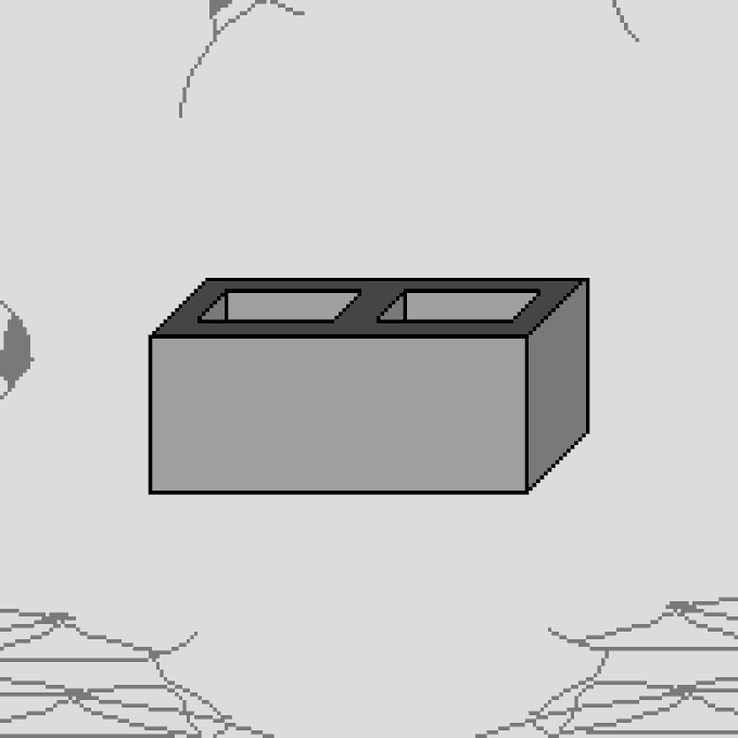 A grayscale image showing a rectangular block with two rectangular openings on top, set against a plain background with some sketchy lines.