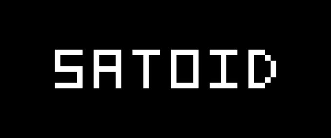 The image displays the word "SATOID" in a bold, pixelated/retro block font in white against a black background. The stylized text likely represents the "satoid" brand referenced in the accompanying post, which describes the project as an unofficial community experiment within the $sato ecosystem.