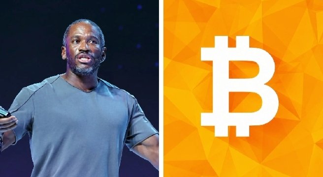 Arthur Hayes, founder of BitMEX, stands on stage alongside the Bitcoin logo, visually reinforcing his argument that liquidity—not headlines—ultimately drives long-term price movements in risk assets like Bitcoin.