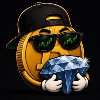An anthropomorphized golden Bitcoin coin wearing a black baseball cap backwards and green-tinted sunglasses holds a large blue diamond, embodying the "diamond hands" meme often associated with crypto HODLing culture.

This visual pairs with the post promoting $BroDL (@HODLBroDL) on Solana, as the "diamond hands" imagery reinforces the project's HODL branding and suggests holding onto the token for long-term gains.