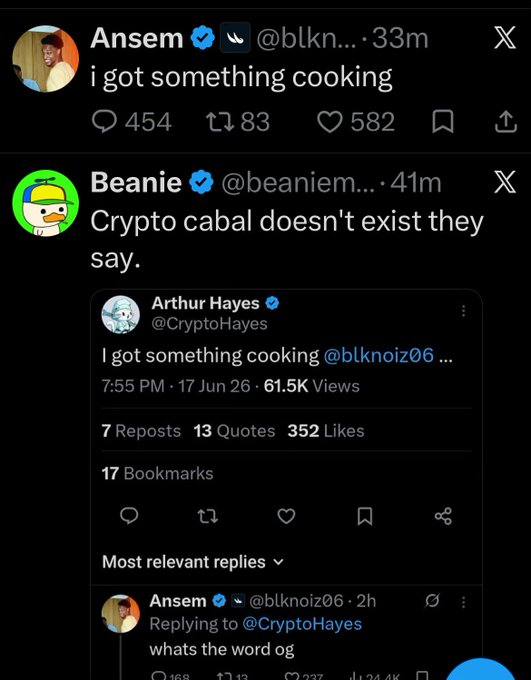 The image shows a Twitter feed with multiple posts, including one from a user named Arthur Hayes. The post contains a humorous message about a recent conversation they had regarding Bitcoin. The caption reads "Algo strikes again", which seems to be a reference to the ongoing debate surrounding Bitcoin's value and its impact on society.