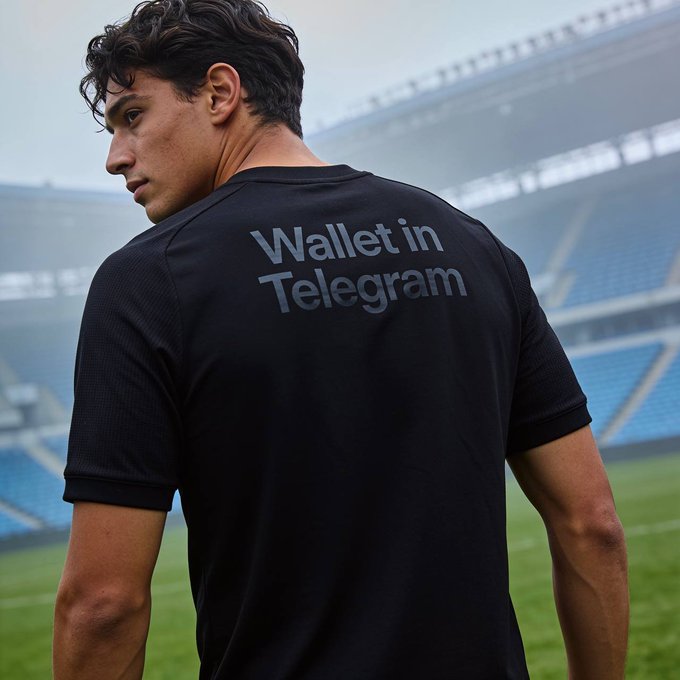 A young athlete in a black athletic shirt reading "Wallet in Telegram" stands with his back turned on a soccer field, visually capturing the high-stakes final stretch of Wallet Rewards Season 2 with its $750,000 prize pool still up for grabs.