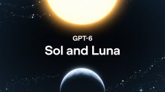 A celestial-themed promotional graphic with a sun and moon framing the text "GPT-5: Sol and Luna." This likely alludes to a new AI model release from the makers of Terra, symbolizing the dawn of a new product line after the original "earth"-branded project was discontinued.