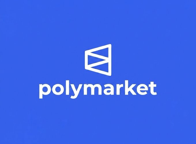 The Polymarket logo displayed in white on a solid blue background.