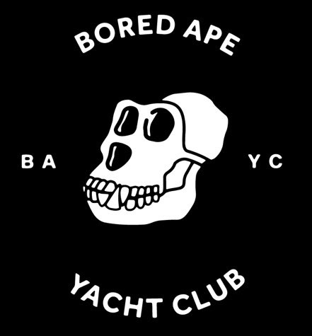 The image features a white skull with teeth, which appears to be the main focus of the picture. The background of the image is black, making the white skull stand out prominently. The text "BAYC" can also be seen in the image, possibly indicating that this is related to a yacht club or some other type of event.