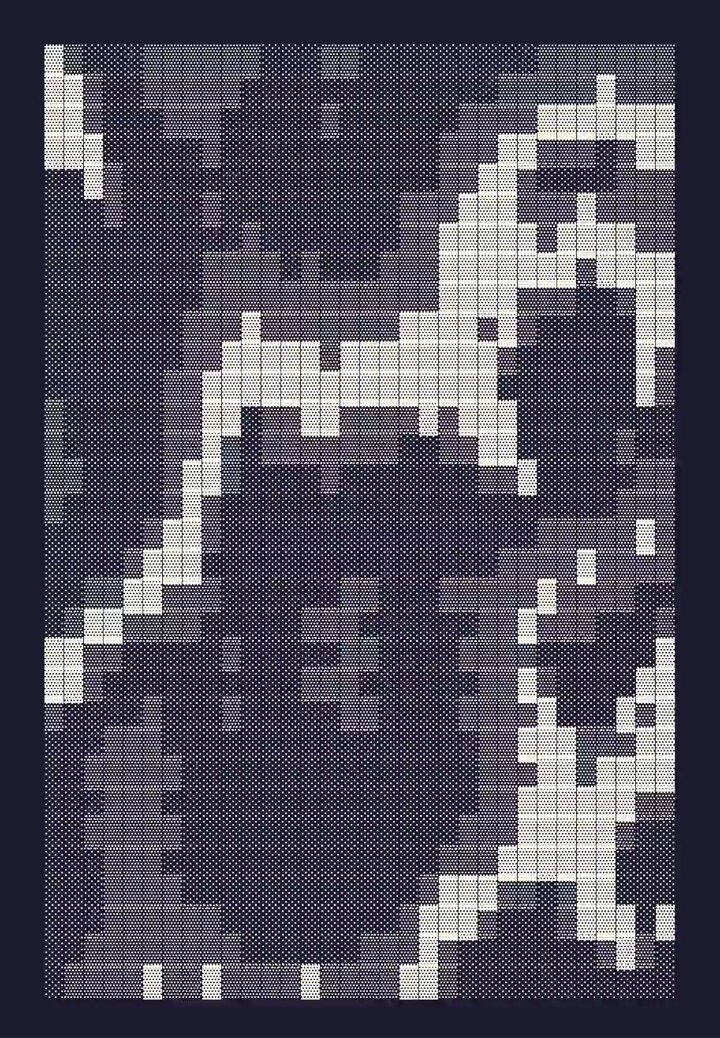 The image features a square with a black background that has white lines and dots scattered throughout. The text "level 11 at 5,18" is present near the bottom of the image. There are no other objects or texts visible in the image.