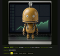 A small, low-resolution image showing a 3D rendering or character model of a metallic gold robot figure displayed within a digital interface.
