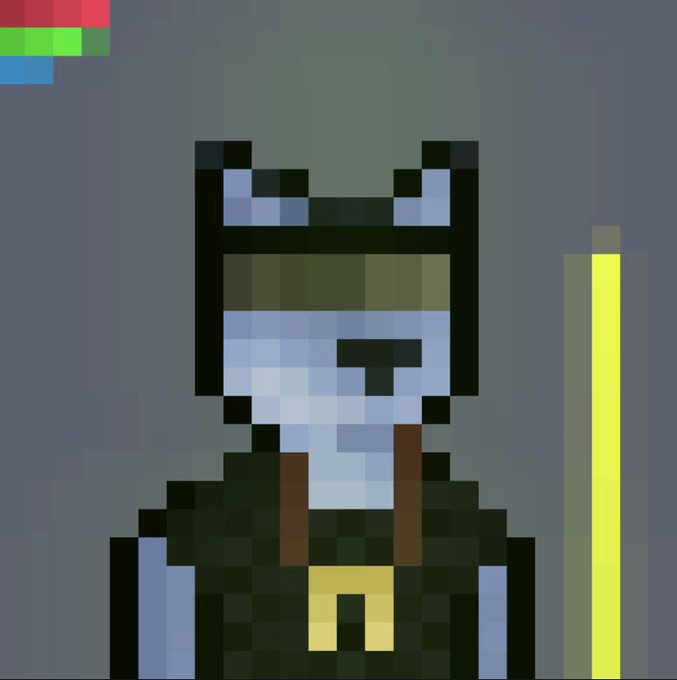A pixel art skeleton warrior with glowing white eyes and a black helmet stands holding a glowing yellow sword, embodying a battle-ready mood that complements the "Ready for the trenches" caption. A small color palette indicator appears in the top-left corner of the image.