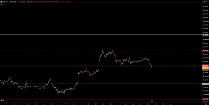 A Bitcoin/TetherUS 30-minute Binance chart showing BTC/USDT price action near $88,000-$89,000, with horizontal support/resistance levels marked and a visible upward impulse—contextualizing the trader's mention of receiving a long trigger signal on $BTC despite stepping away to enjoy a cigar and tea.