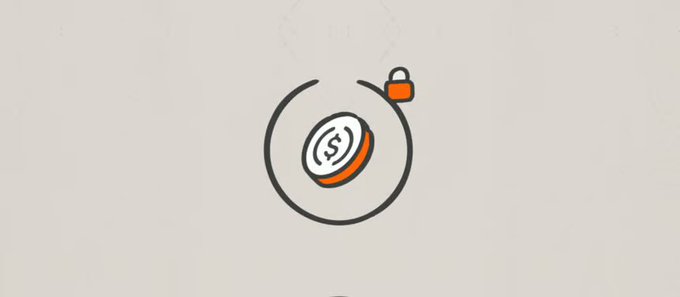 A simple illustration of an open coin purse with a dollar sign coin inside and an orange padlock symbol above it, on a white background.