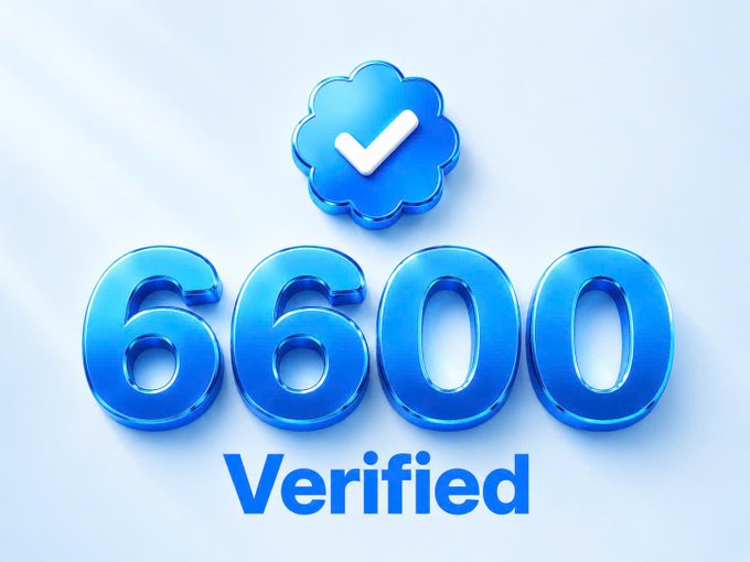 A 3D-style graphic featuring a blue checkmark badge inside a scalloped cloud shape above the large blue number '6600' and the word 'Verified' below it, set against a light blue background.