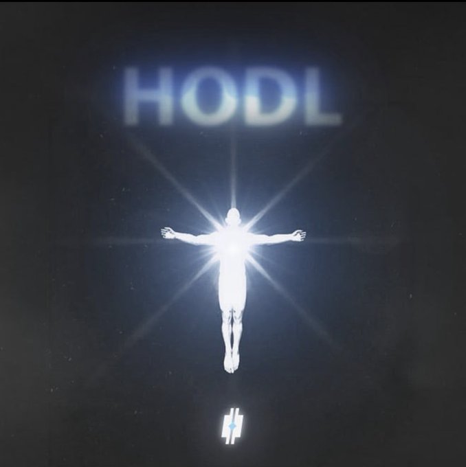 A radiant figure stands with arms outstretched beneath a glowing "HODL" sign, embodying steadfast conviction and unwavering belief, visually echoing the post's message of 177 days of quiet resilience before a promised breakthrough.
