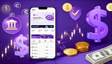 A smartphone displaying a trading app sits amid purple 3D dollar signs, gold coins, and floating financial icons, visually reinforcing the post's warning about Solana DeFi security pressure following a flash loan attack on Allbridge Core, with the FQL Exchange branding highlighted as a potential solution.