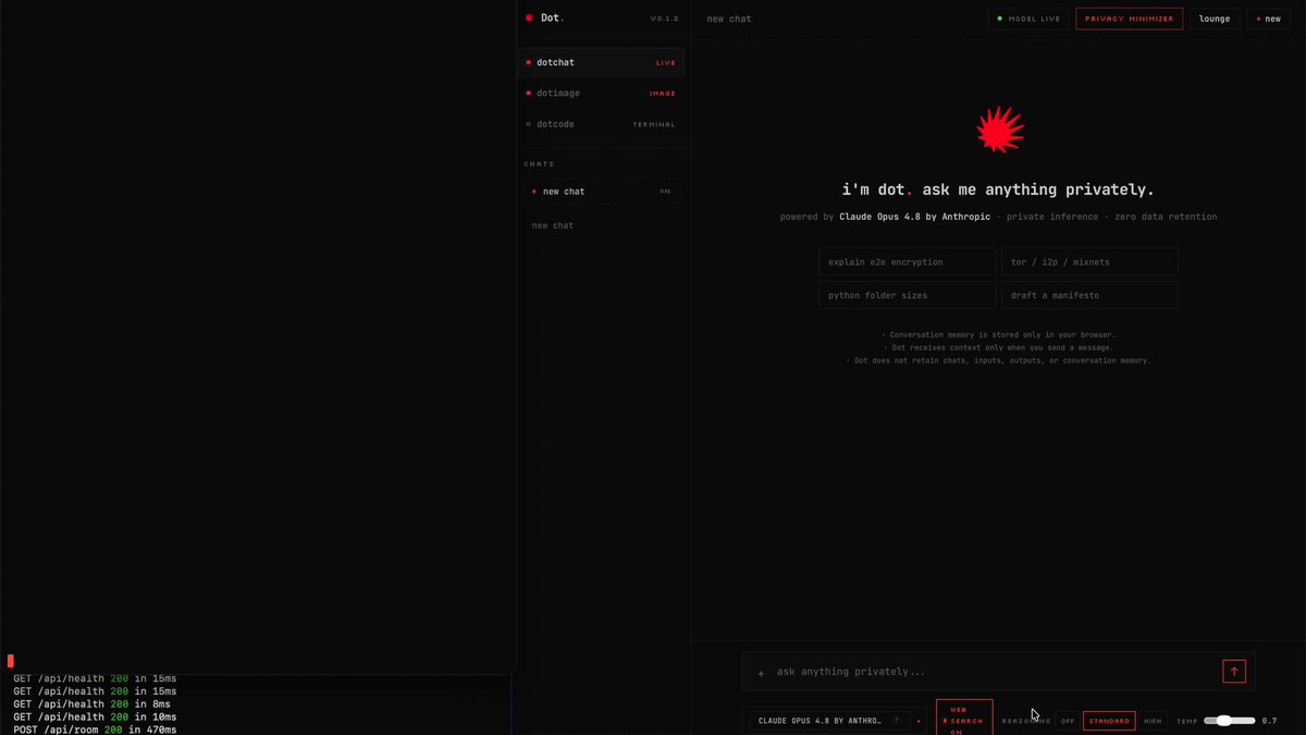 The image shows a computer screen with two windows open, one of which displays a message that reads "I'm not sure if this is amazing or not." The other window has a red dot on it. The text in the image suggests that there might be an AI service provider called Dot offering a new feature for prompt stripping/masking, which could potentially be related to ChatGPT.