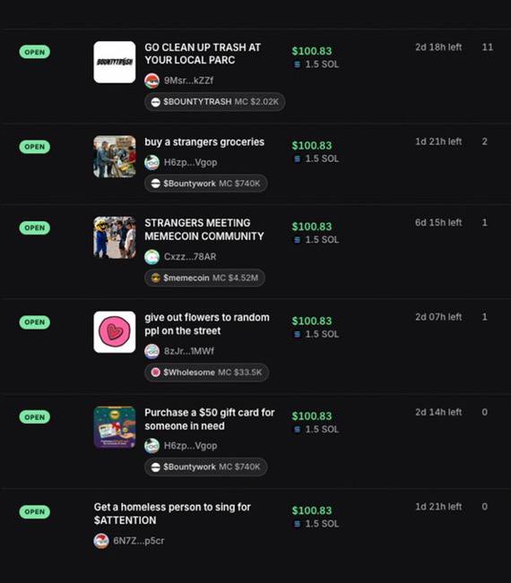 The image shows a list of items posted on social media, including requests for donations or contributions to various causes such as buying groceries for someone who cannot leave their home, cleaning up trash at parks, and giving flowers to strangers. The posts are accompanied by descriptions that provide context about the request, like "Get a homeless person to sing" or "Serve others". The post also mentions that some users have taken advantage of this trend to create charitable challenges for themselves.