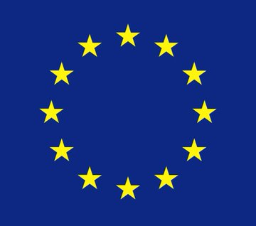 The image displays the European Union emblem featuring 12 gold stars arranged in a circle on a blue background. The flag symbolizes the EU regulatory body issuing warnings about cryptocurrency scams exploiting MiCA licensing frameworks.