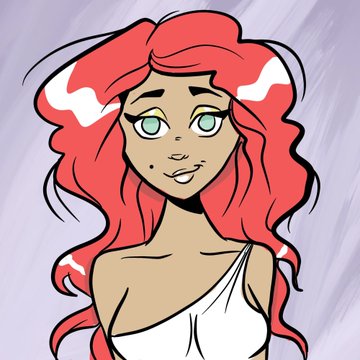 A digital illustration of a woman with flowing red hair and green eyes wearing a white one-shoulder garment, paired with the post "GN Web3" suggesting a "Good Night" message themed around Web3 culture, possibly representing an NFT or crypto art piece.