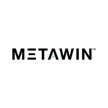 The image displays the MetaWin™ logo in bold black text with a stylized "E" featuring horizontal lines. It serves as the branding for MetaWin, an online casino platform being promoted for turning a $5 bet into $25,430 and offering a $1M airdrop to players.