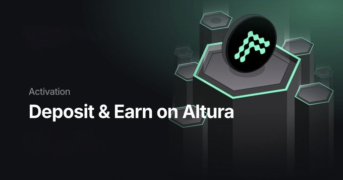 The image depicts a promotional poster for cryptocurrency trading platform Altura. The centerpiece of the image is an empty wallet icon with a small green "A" positioned above it, resembling an alturax deposit button. Below the wallet icon, there's text that reads "Access token activation", indicating users need to obtain an access token in order to use the cryptocurrency trading platform.

There are several blocks displayed beneath the wallet icon at different heights, possibly representing coins used on Altura. The blocks vary in size and color, adding depth to the visual representation of Altura's cryptocurrency ecosystem.