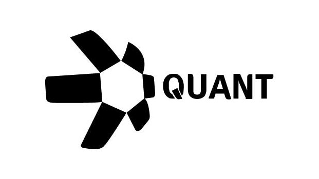 The image displays the Quant (QNT) logo, featuring a stylized black geometric design resembling a fragmented star or gear next to the word "QUANT" in bold black letters. This logo accompanies the post highlighting a massive 300% price surge in $QNT following TradFi banks selecting Quant's technology for tokenized deposits.
