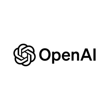 The black and white logo for 'OpenAI' displayed on a plain white background.