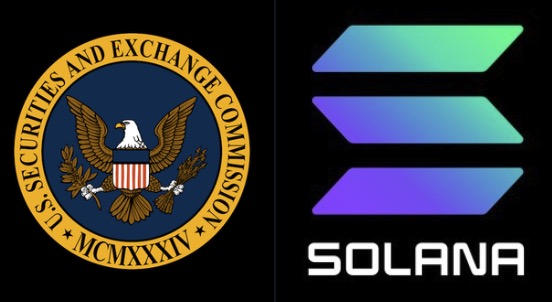 The image shows the U.S. Securities and Exchange Commission (SEC) seal on the left alongside the Solana (SOL) logo on the right, visually pairing regulatory developments with the Solana cryptocurrency. This illustrates the post's claim that the SEC is preparing major crypto-friendly initiatives that could boost the U.S. crypto industry, with #SOLANA representing one of the potential beneficiaries of this bullish regulatory shift.