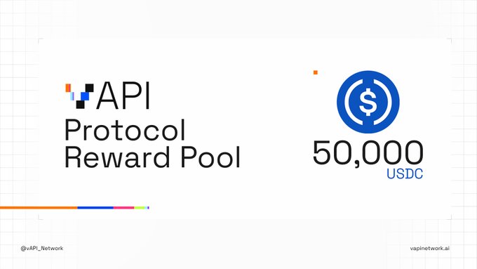The vAPI Network protocol reward pool has reached its first milestone of 50,000 USDC, held by the vAPI Foundation to support the future staking program and reward participation.