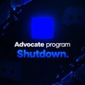 A dark warning message with blue text stating 'Advocate program Shutdown.' against a shadowy background.