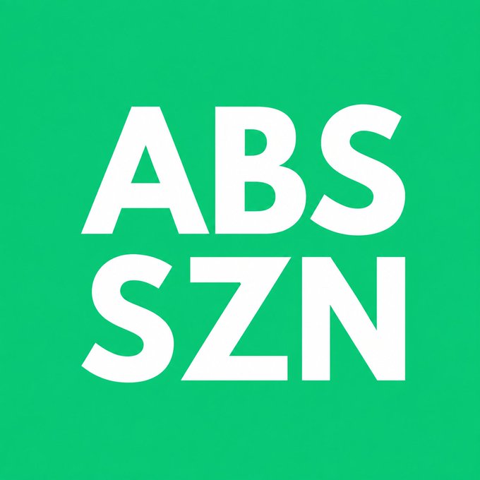 Bright green square graphic with bold white text reading 'ABS SZN' (abs season).