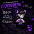 A dark purple promotional poster titled 'BIG LOVE & APPRECIATION TO @ORDLIBRARY' featuring an illustration of an anime-style character with mouse ears in a purple outfit.