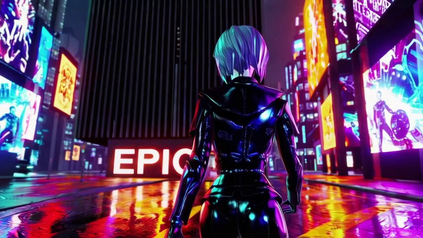 The image features a woman wearing a black outfit, standing in front of a neon sign that says "EPIC" written in red letters. The background shows an urban cityscape with buildings illuminated by bright lights. The image also includes text that reads "GN EPIC People! Epic Cash - the Best Privacy Crypto that does not store user Address and user Balance on the blockchain! Exchanges where you can buy Epic Cash: CoinEx.com NonKyc.io". This suggests that there is a connection between the woman in the image and the concept of using cryptocurrency for privacy and anonymity, as well as an urban setting with neon lights.