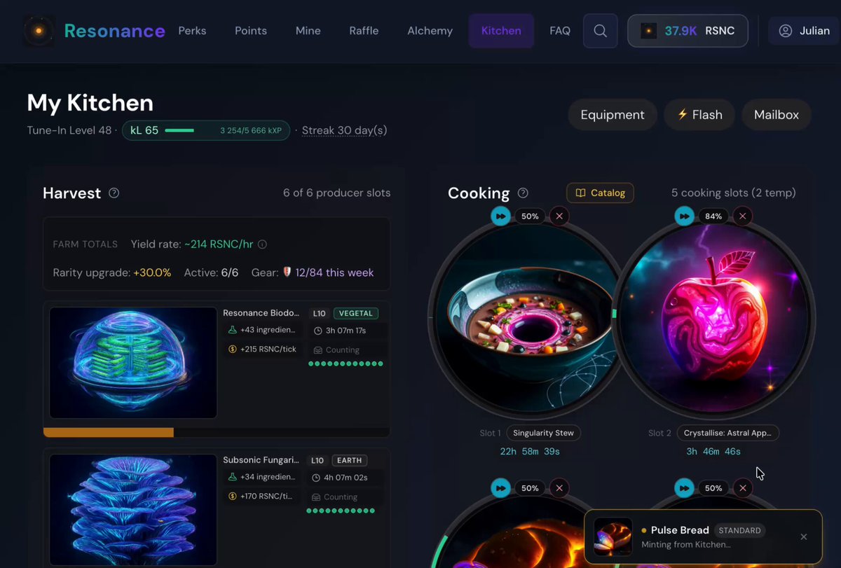 The image shows a website called "Resonance" with a focus on kitchen items, including a purple apple and a blue mushroom. The website also has a section for users to rate their experience at restaurants or hotels, which can be accessed by clicking on the "My Kitchen" tab. The post suggests that optimizing user experience is crucial in defining the core of a successful business, as seen with Resonance's kitchen items and the ratings system.