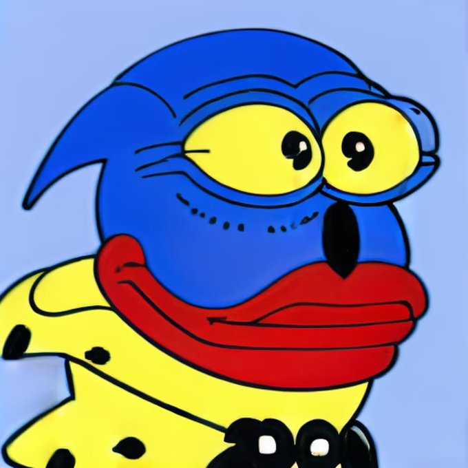 A cartoon owl with wide, shocked yellow eyes and a blue head, red lips, and yellow body appears startled, humorously fitting the caption "I'll show you mine if you show me yours" by conveying an exaggerated, nervous surprise at the suggestive proposition.