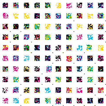 A grid of small, colorful pixel art icons featuring various characters and designs arranged in rows.