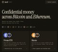 A Bloomberg news screenshot with a headline reading 'Confidential money flows across Bitcoin and Ethereum,' showing sections for Bitcoin (BTC) and another cryptocurrency ticker with price change indicators.