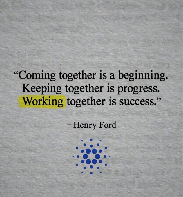 The image features a quote from Henry Ford written in black text against a gray background. The quote reads "Coming together is a beginning. Keeping together is progress. Working together is success." This quote seems to be related to the current situation, as there are several dots scattered around the image that appear to represent people's emotions or reactions towards the post. These dots vary in size and position, suggesting different levels of engagement with the content. The overall atmosphere of the image conveys a sense of frustration or disappointment among the individuals who have seen this post.
