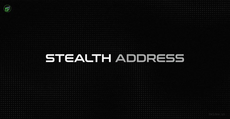 The image features a black background with white text that reads "Stealth Address". The text is capitalized, which makes it stand out against the dark backdrop. The caption below the image provides information about the purpose of the Stealth Address system, stating that it helps maintain privacy and prevents others from tracking payments.